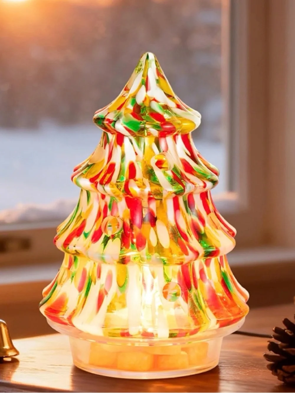 Glass Christmas Tree Electric Wax Warmer With Timer